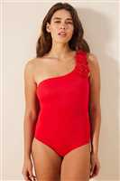 Flower One Shoulder Mayo RED - 1